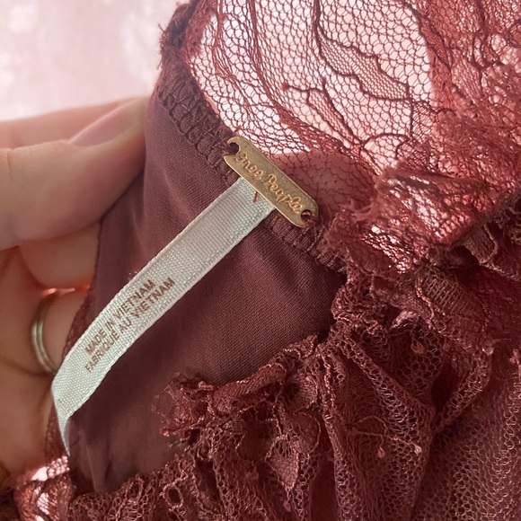 Free People beautiful pink lace corset maxi romantic peasant princess gown dress - Picture 10 of 14